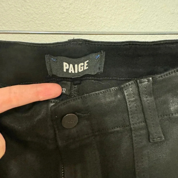 NWT $259 Paige Mayslie Straight Ankle Jean in Black Fog Luxe Coating - Black - Picture 7 of 12